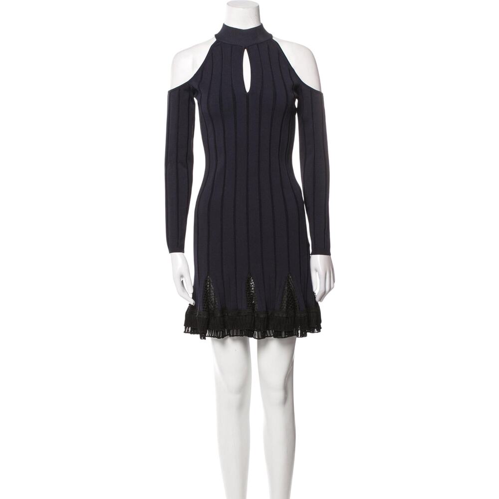 Jonathan Simkhai Blue Mock Neck Cutout  Accents Mini Dress M